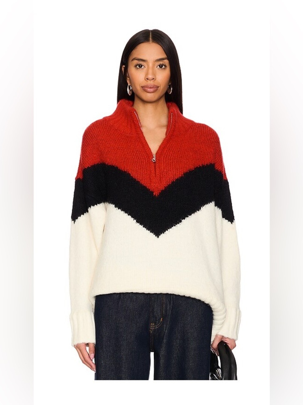 Pistola Maribel Quarter Zip Sweater in the Multi Chevron colorway Large